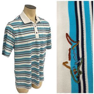 Greg Norman Shirt Mens Large Polo Blue Work Office Casual Athletic Preppy Tasso